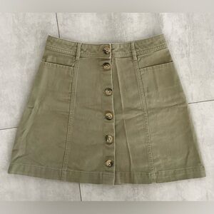 H&M Divided Women's Sz 4 Green Denim A-Line Mini Skirt.